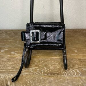 Brighton Patent and Pebbled Black Leather Wristlet